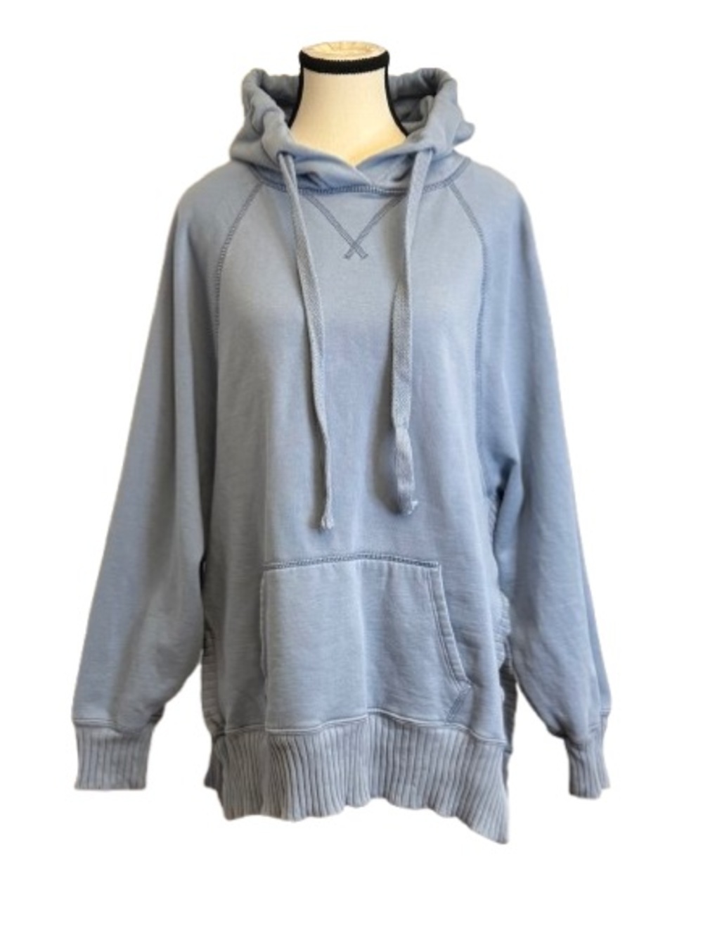 American Eagle Light Blue Women’s Oversized Hangout Hoodie Split Sides Size L - Picture 2 of 7